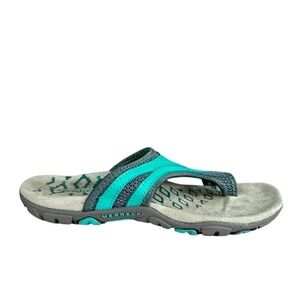 Merrell Terran Post II Teal Grey Mesh Toe Loop Slide Sandals Womens 5